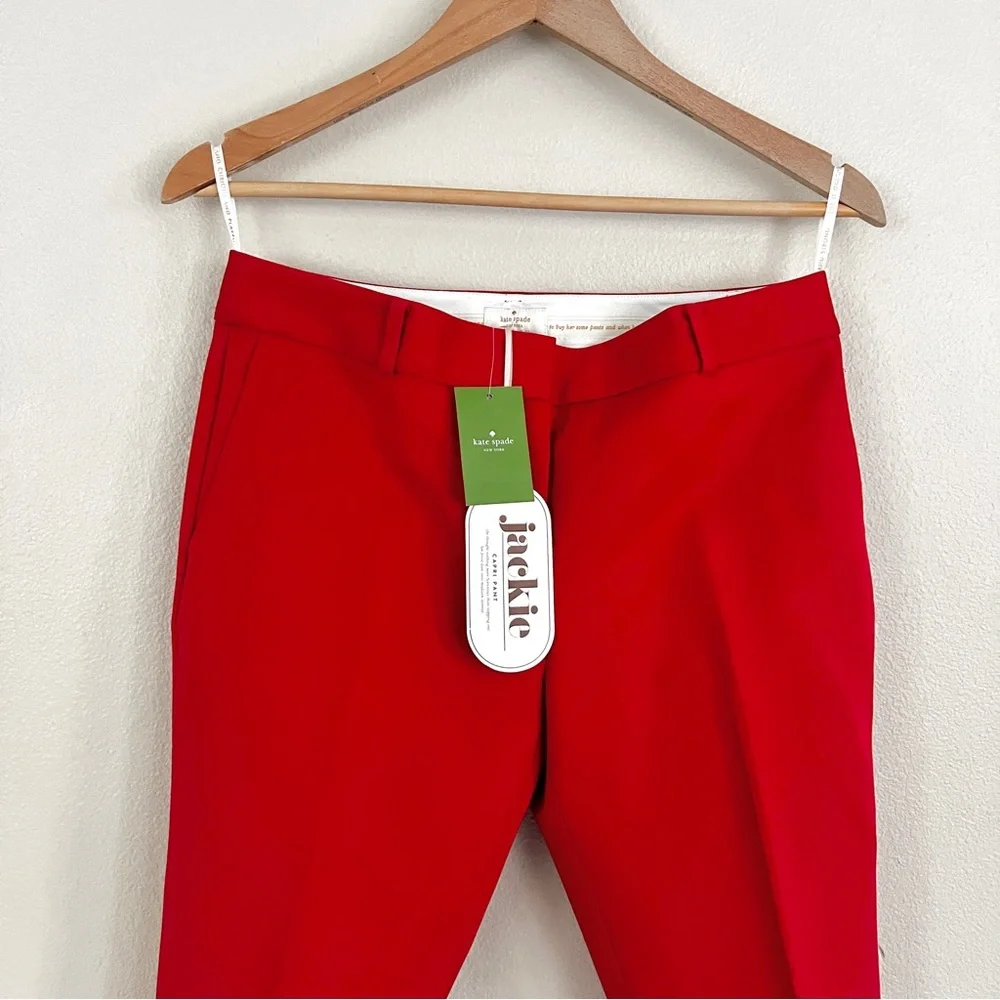 KATE SPADE Jackie Bow Capri Pants in Lacquer Red